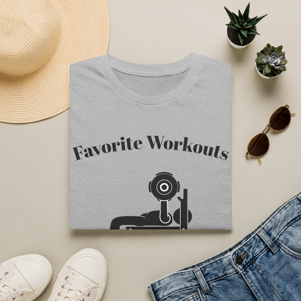 Favorite Workouts T-Shirt — Gym Exercise Icons Tee for Fitness Lovers