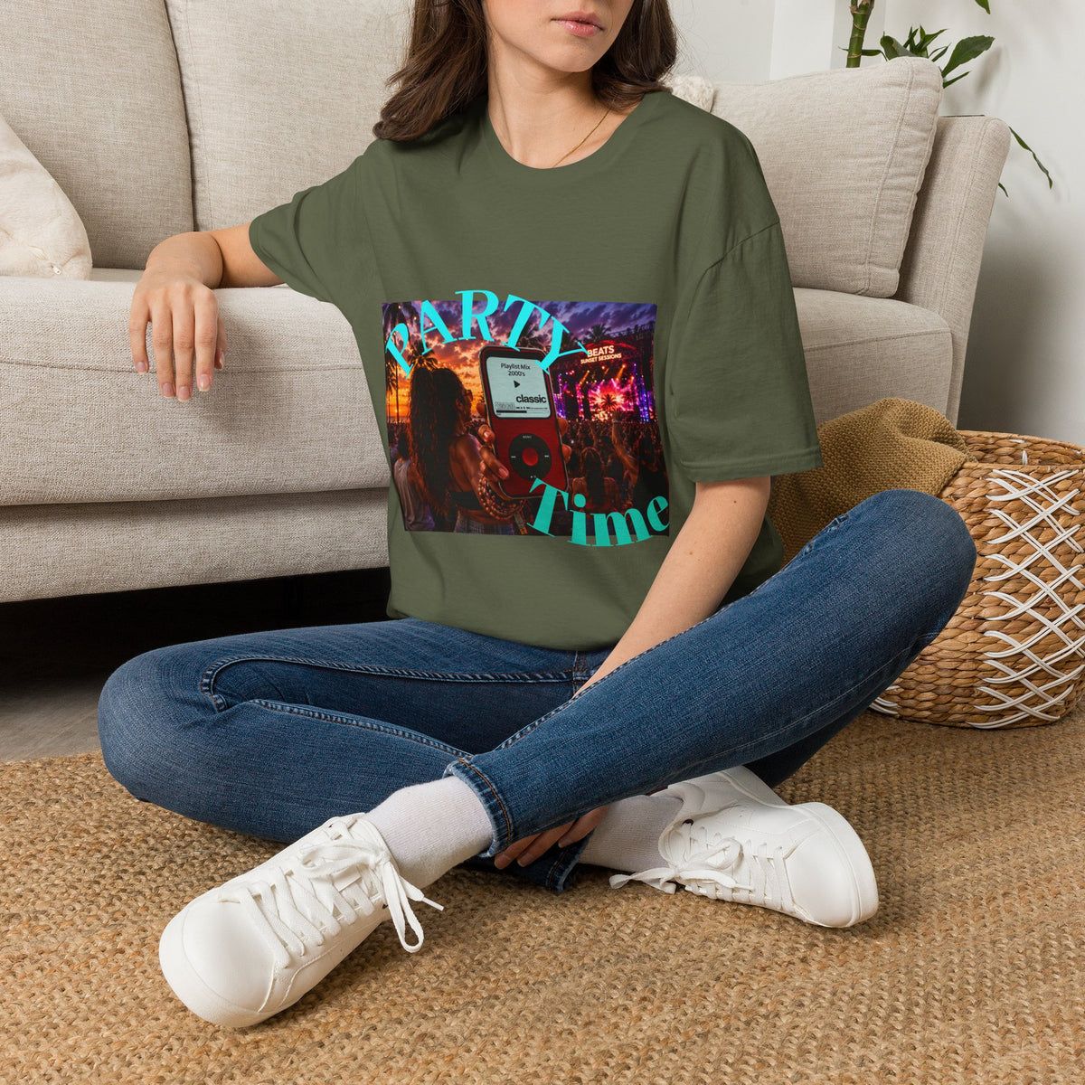 Party Time T-Shirt — Retro Concert Sunset Graphic with 'PARTY' & 'Vibes'