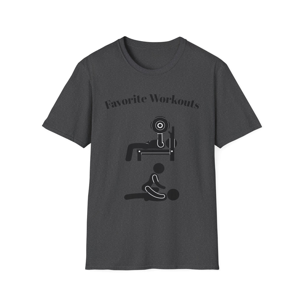 Favorite Workouts T-Shirt — Gym Exercise Icons Tee for Fitness Lovers