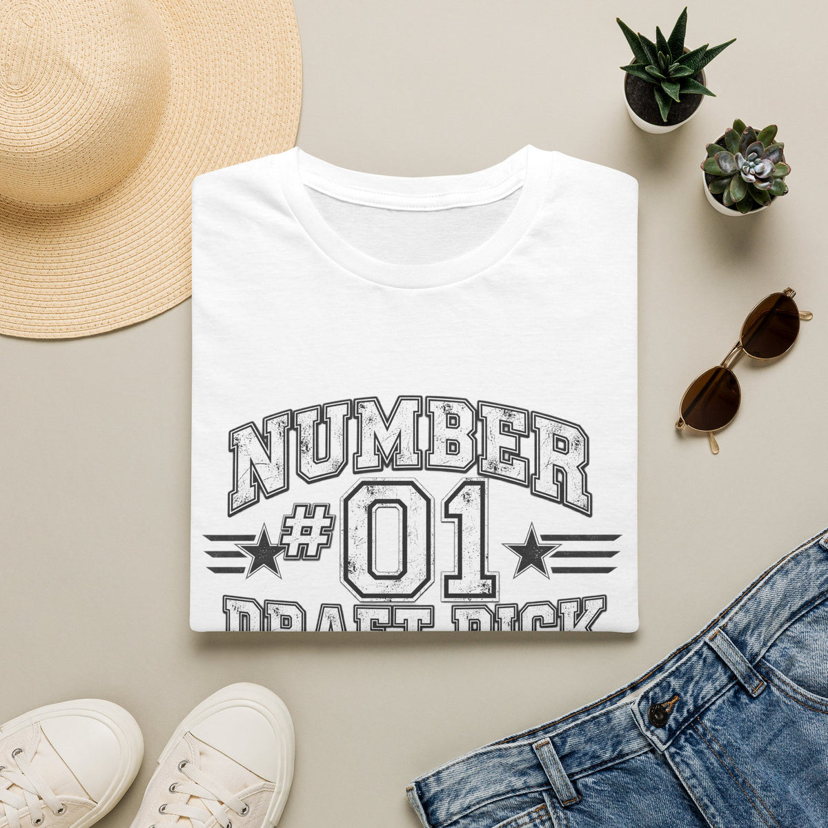Number #01 Draft Pick T‑Shirt — Retro Sports Jersey Graphic