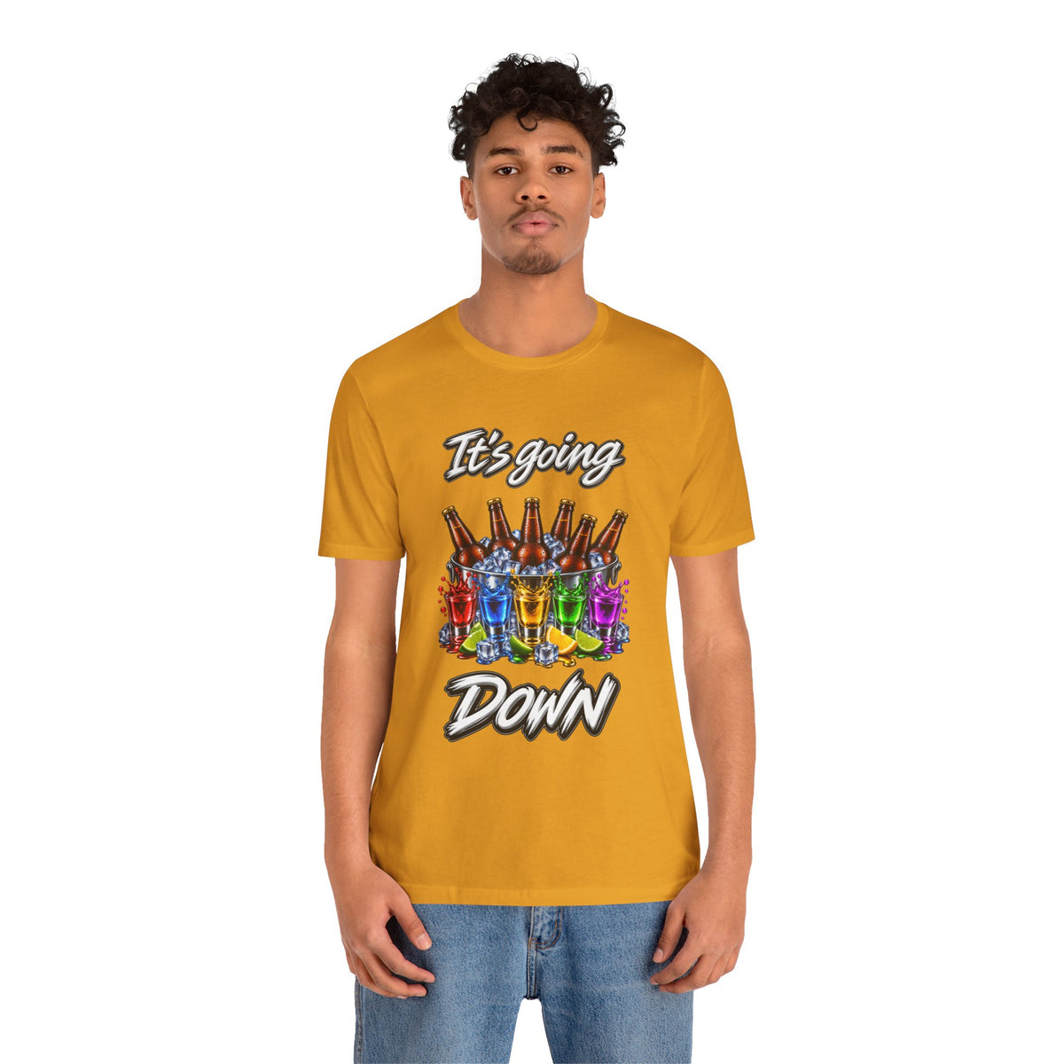 It's Going Down Party T-Shirt — Colorful Bottles and Shots