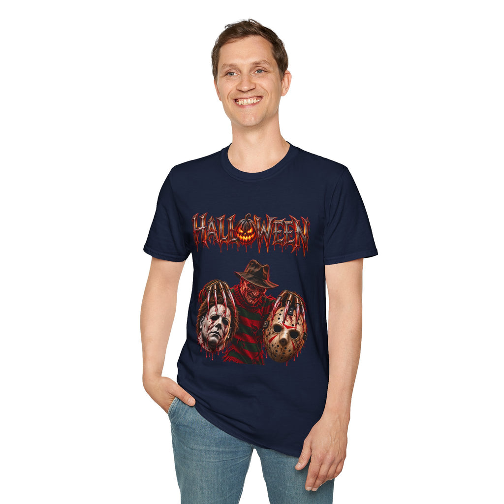 Halloween Mayhem — Freddy, Michael & Jason Mask Trio Graphic Tee