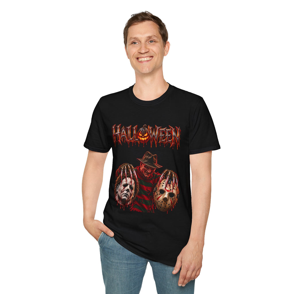 Halloween Mayhem — Freddy, Michael & Jason Mask Trio Graphic Tee