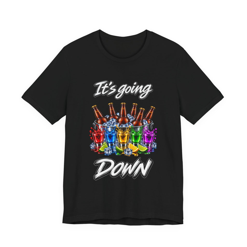 It's Going Down Party T-Shirt — Colorful Bottles and Shots