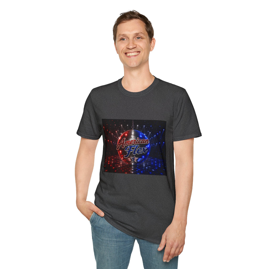 American Flex v2 T-Shirt — Patriotic Disco Graphic Tee