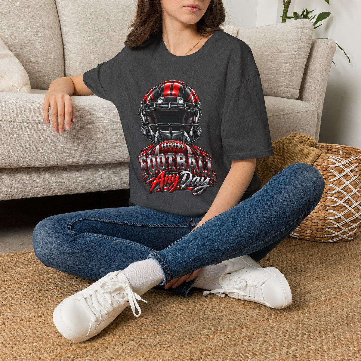 Football Any Day T-Shirt — Helmet Graphic Tee for Football Fans