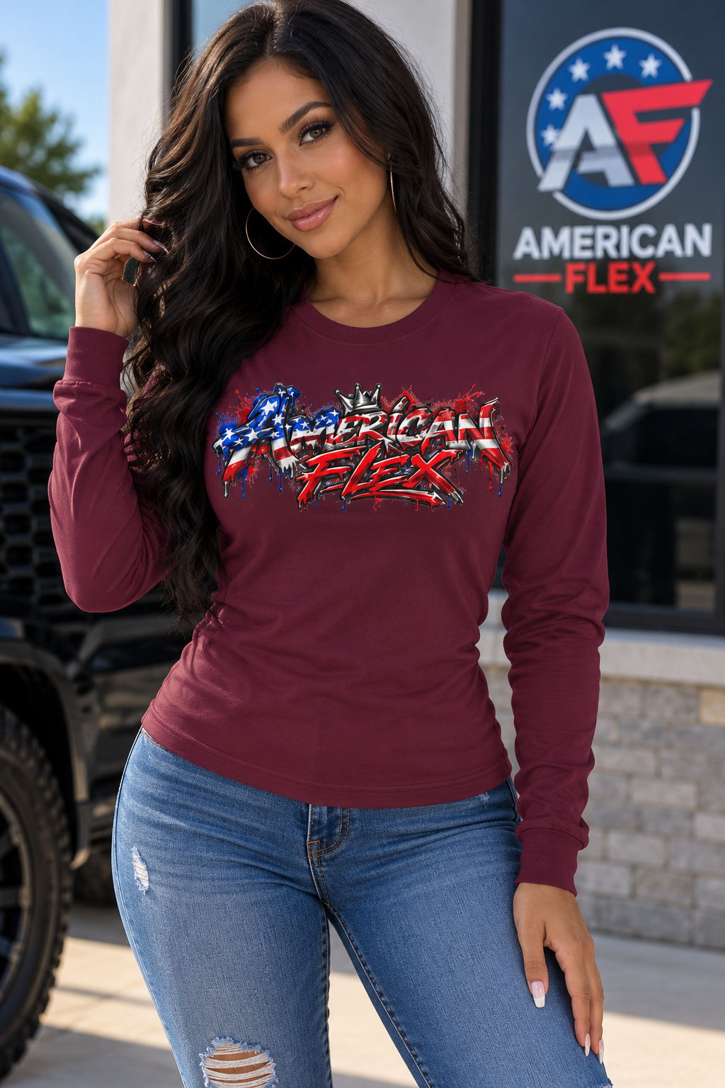 "American Flex" Long Sleeve Shirt -Patriotic Graphic Drip
