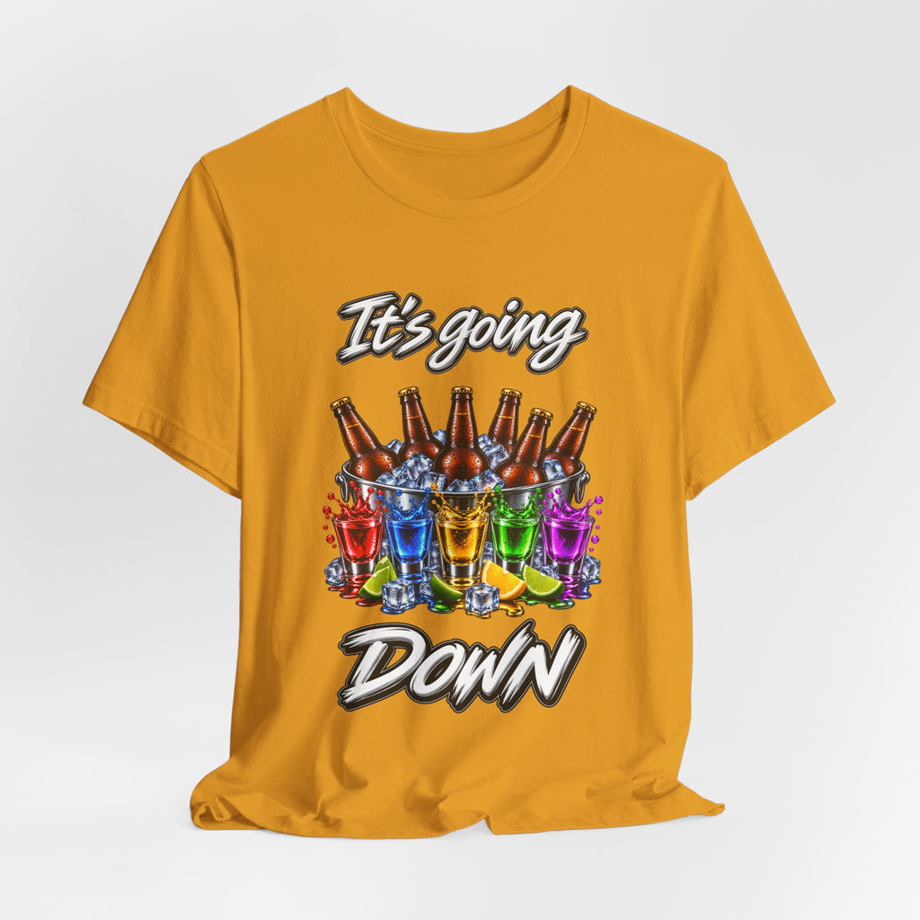 It's Going Down Party T-Shirt — Colorful Bottles and Shots