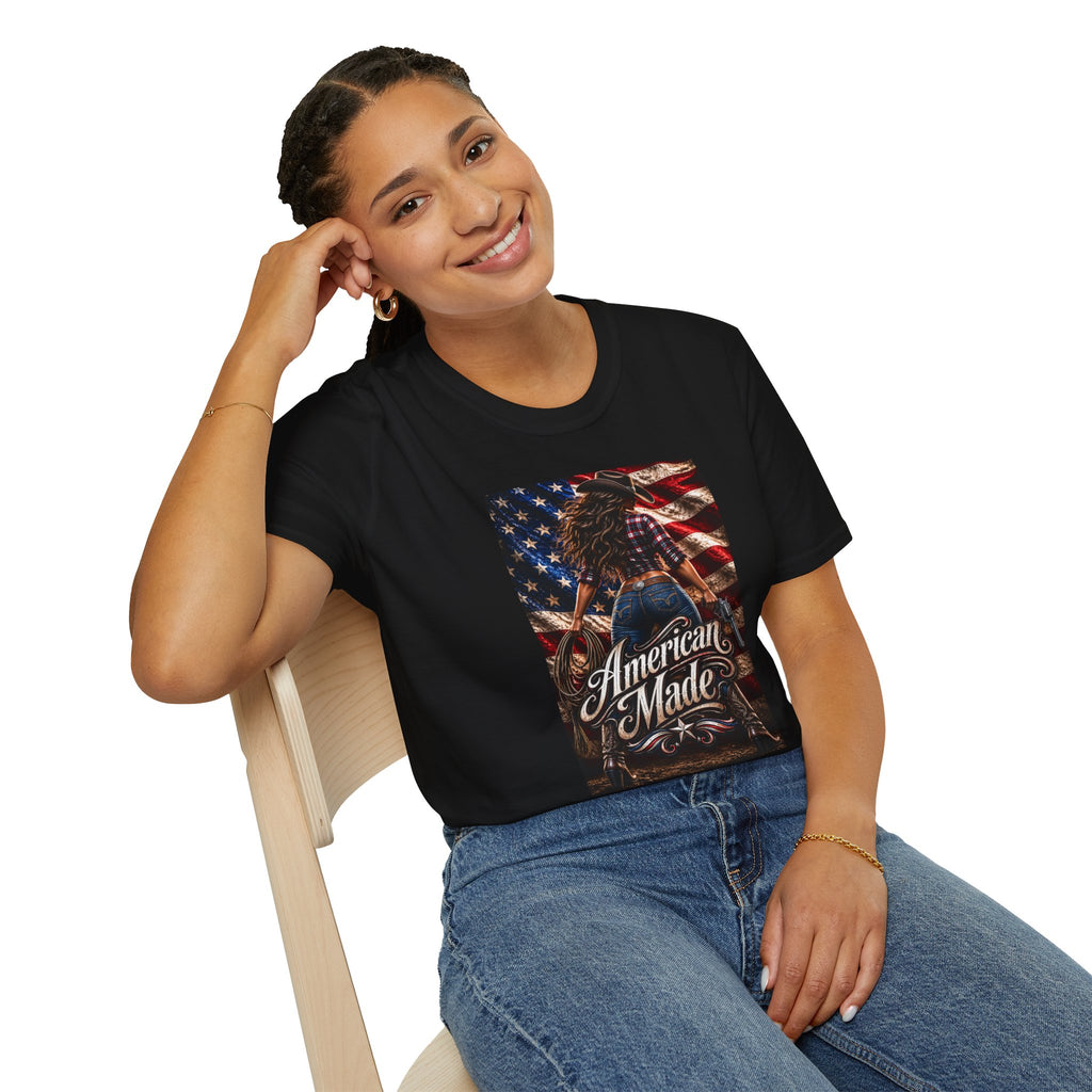 American Made Tee — Patriotic Cowgirl Flag T-Shirt
