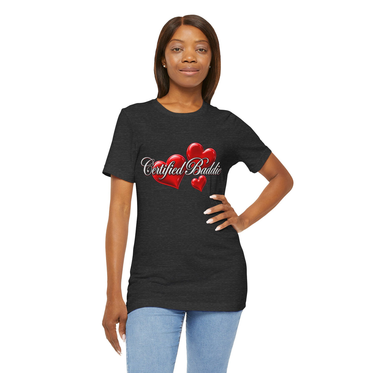 "Certified Baddie" Red Hearts Graphic Tee