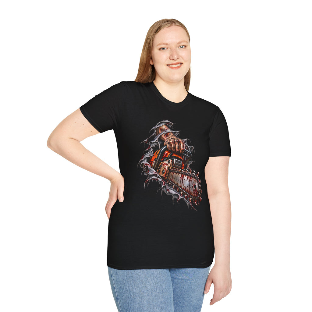 Chainsaw Carving T-Shirt — Horror Graphic Tee