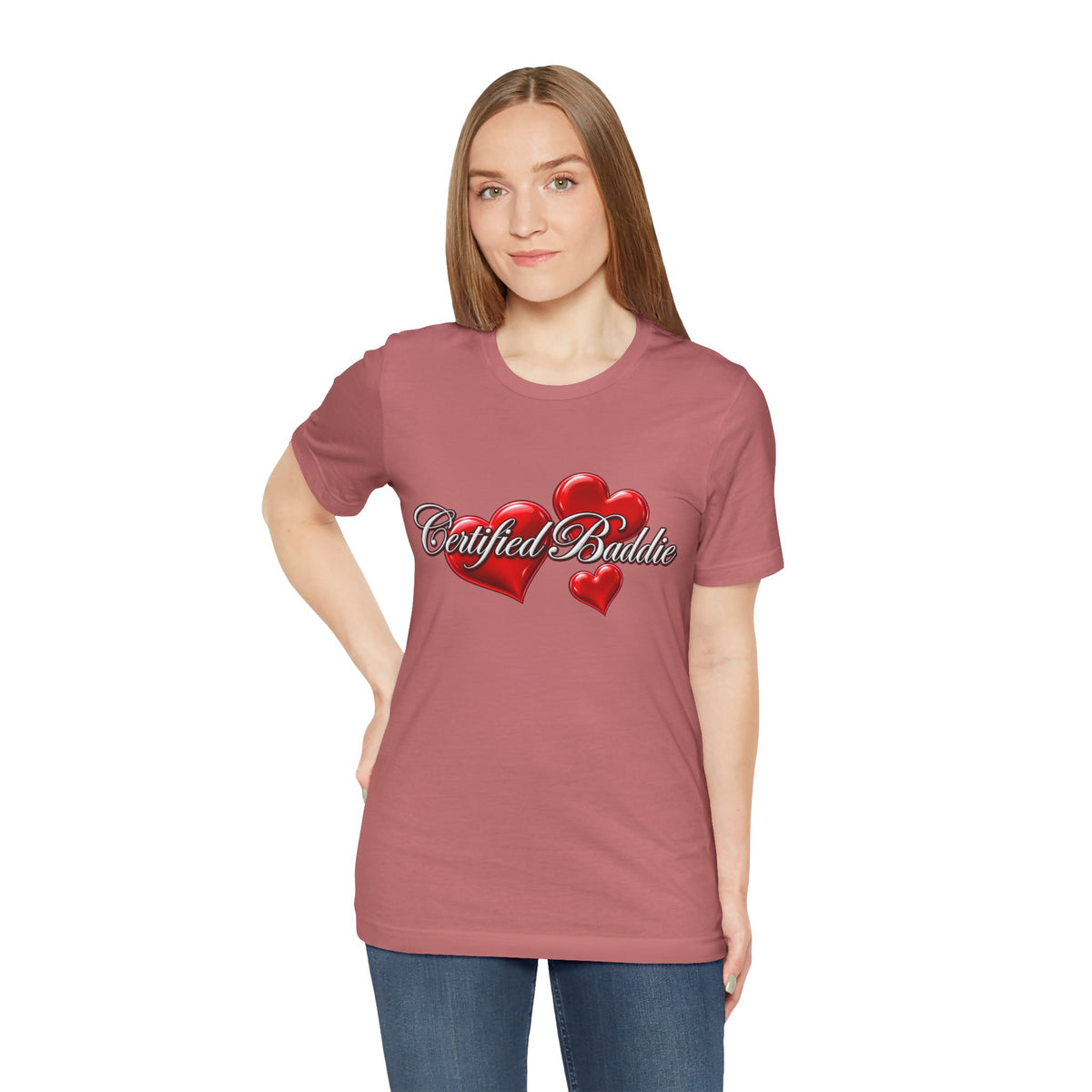 "Certified Baddie" Red Hearts Graphic Tee