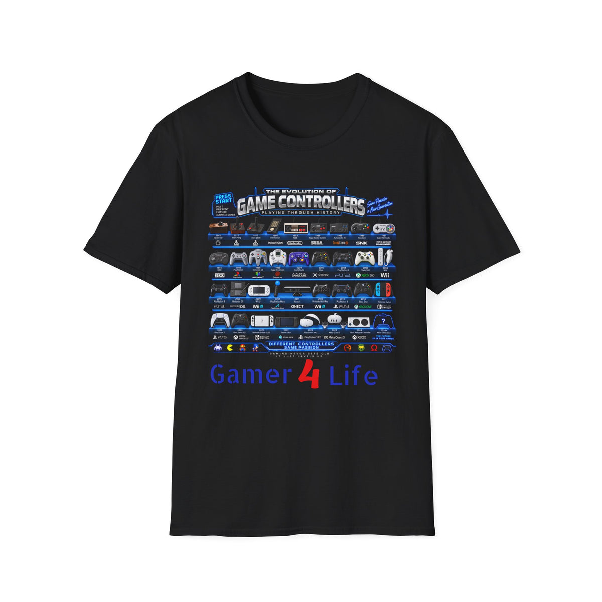 'Gamer 4 Life' Graphic Tee - Game Controllers Evolution