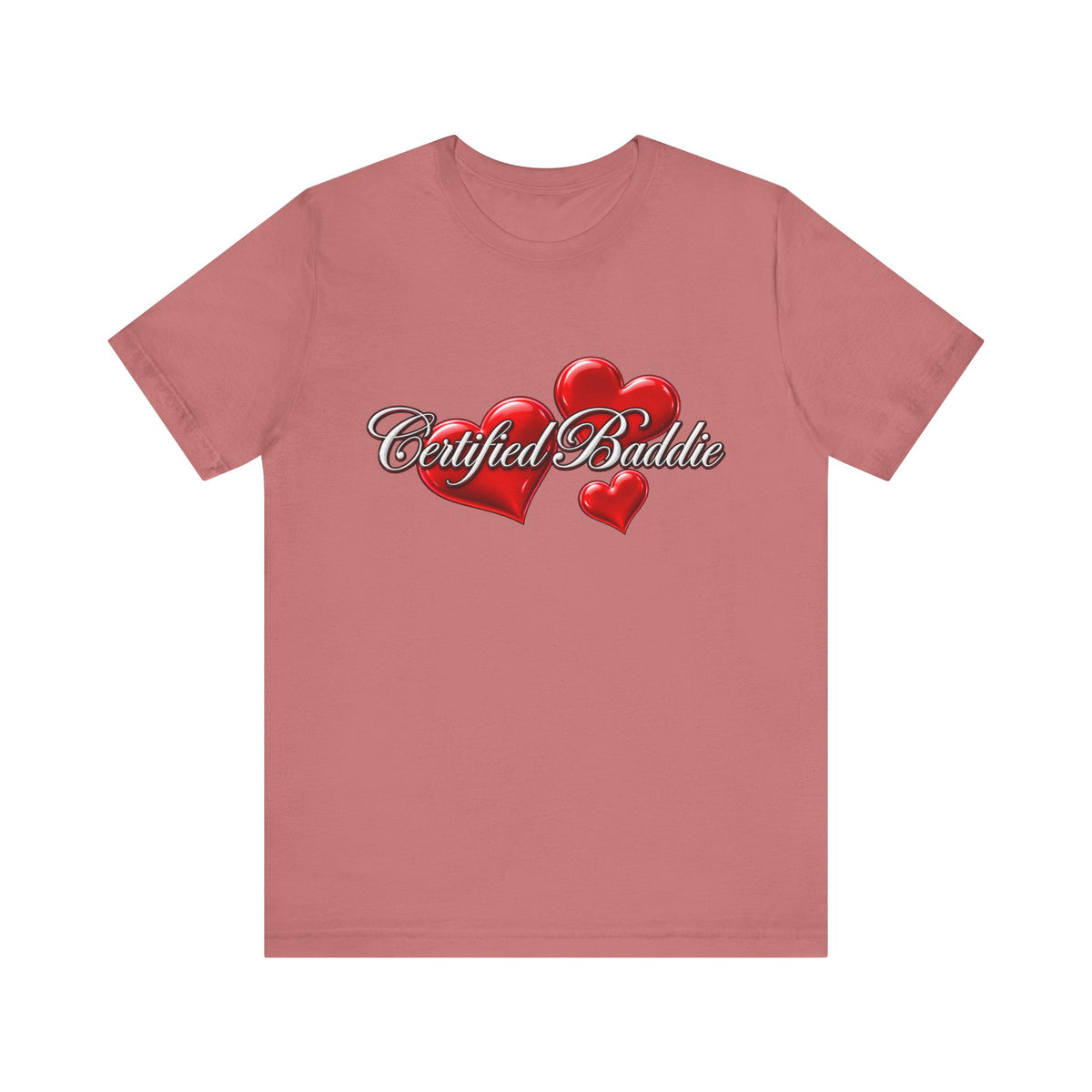 "Certified Baddie" Red Hearts Graphic Tee