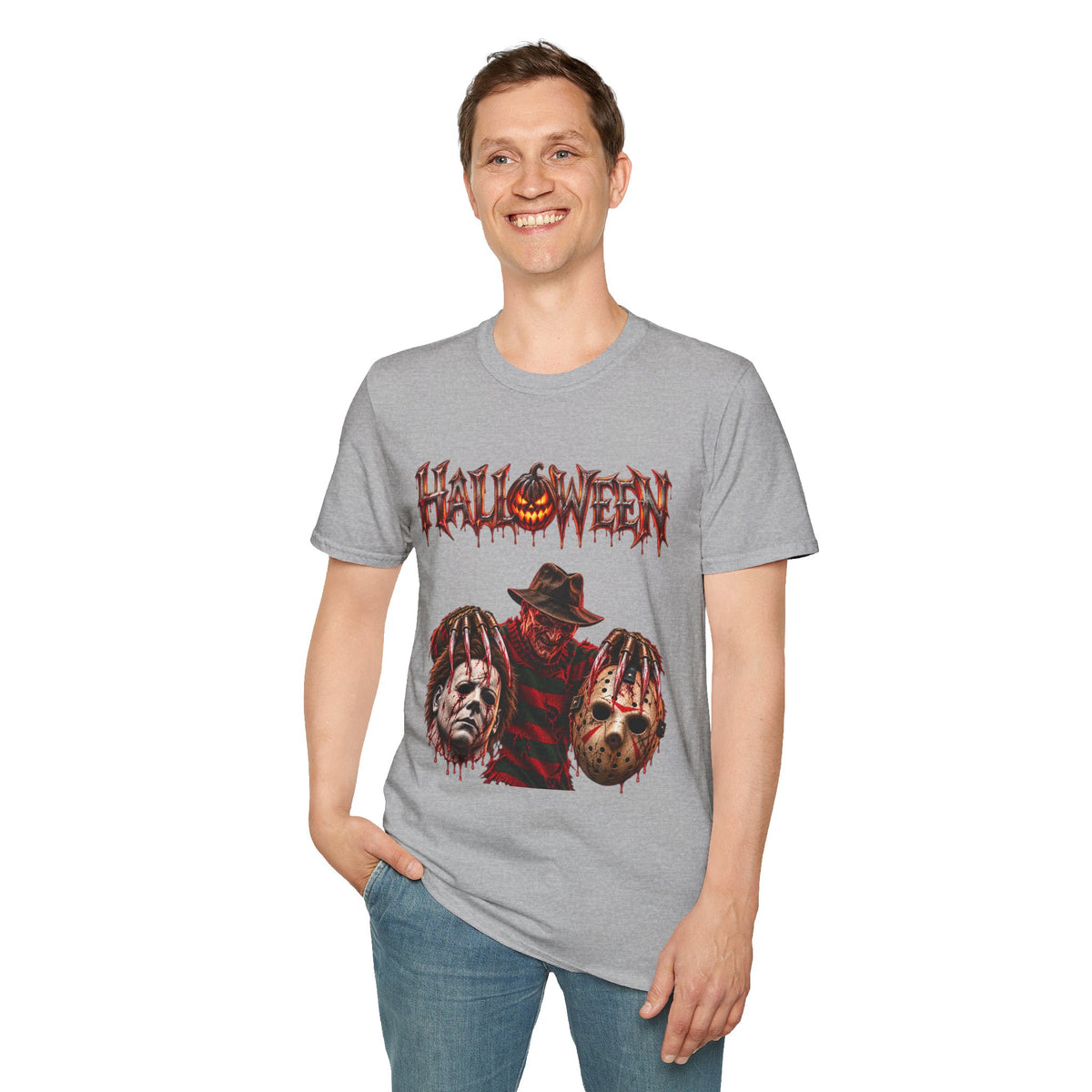 Halloween Mayhem — Freddy, Michael & Jason Mask Trio Graphic Tee