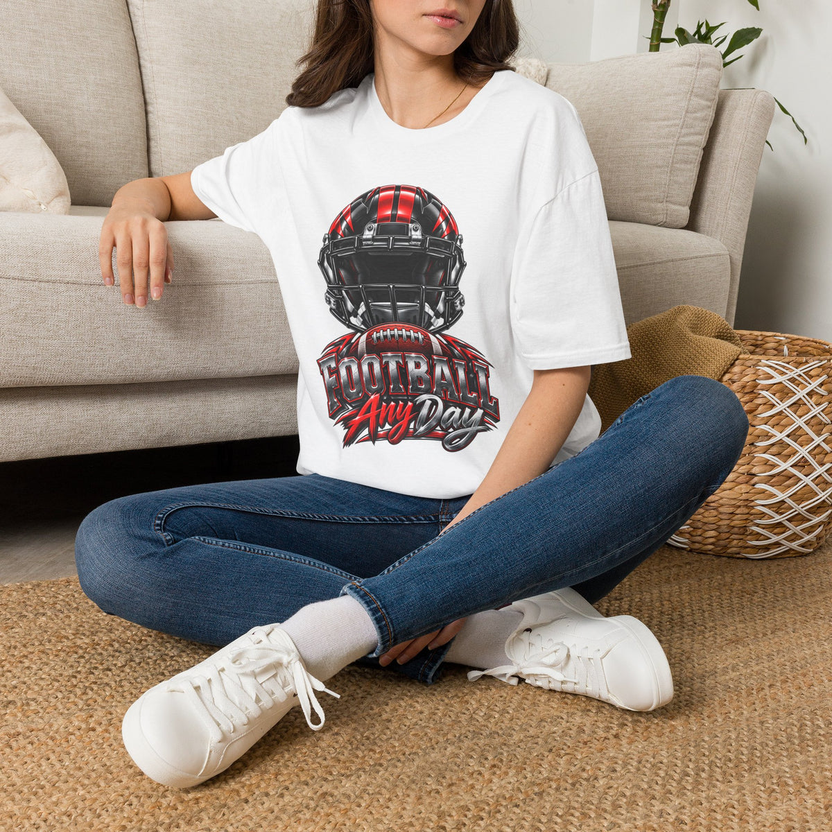 Football Any Day T-Shirt — Helmet Graphic Tee for Football Fans