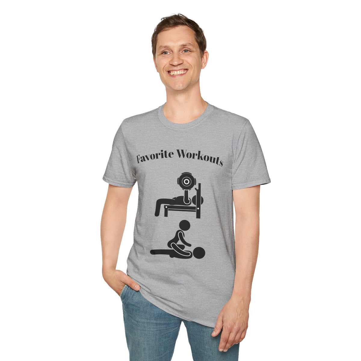 Favorite Workouts T-Shirt — Gym Exercise Icons Tee for Fitness Lovers