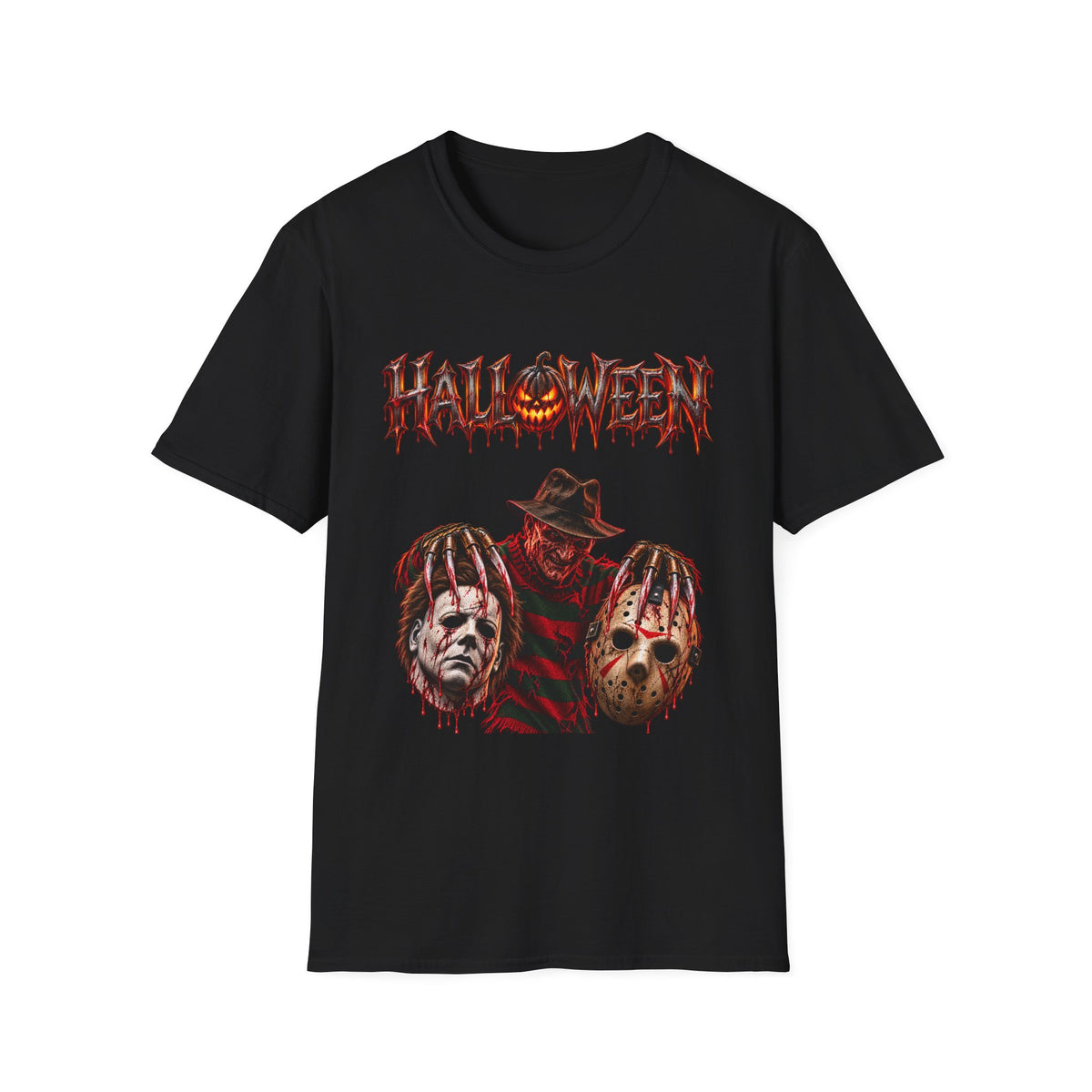 Halloween Mayhem — Freddy, Michael & Jason Mask Trio Graphic Tee