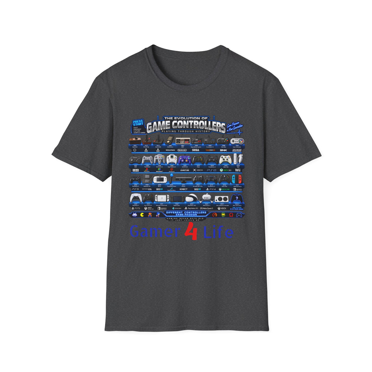 'Gamer 4 Life' Graphic Tee - Game Controllers Evolution
