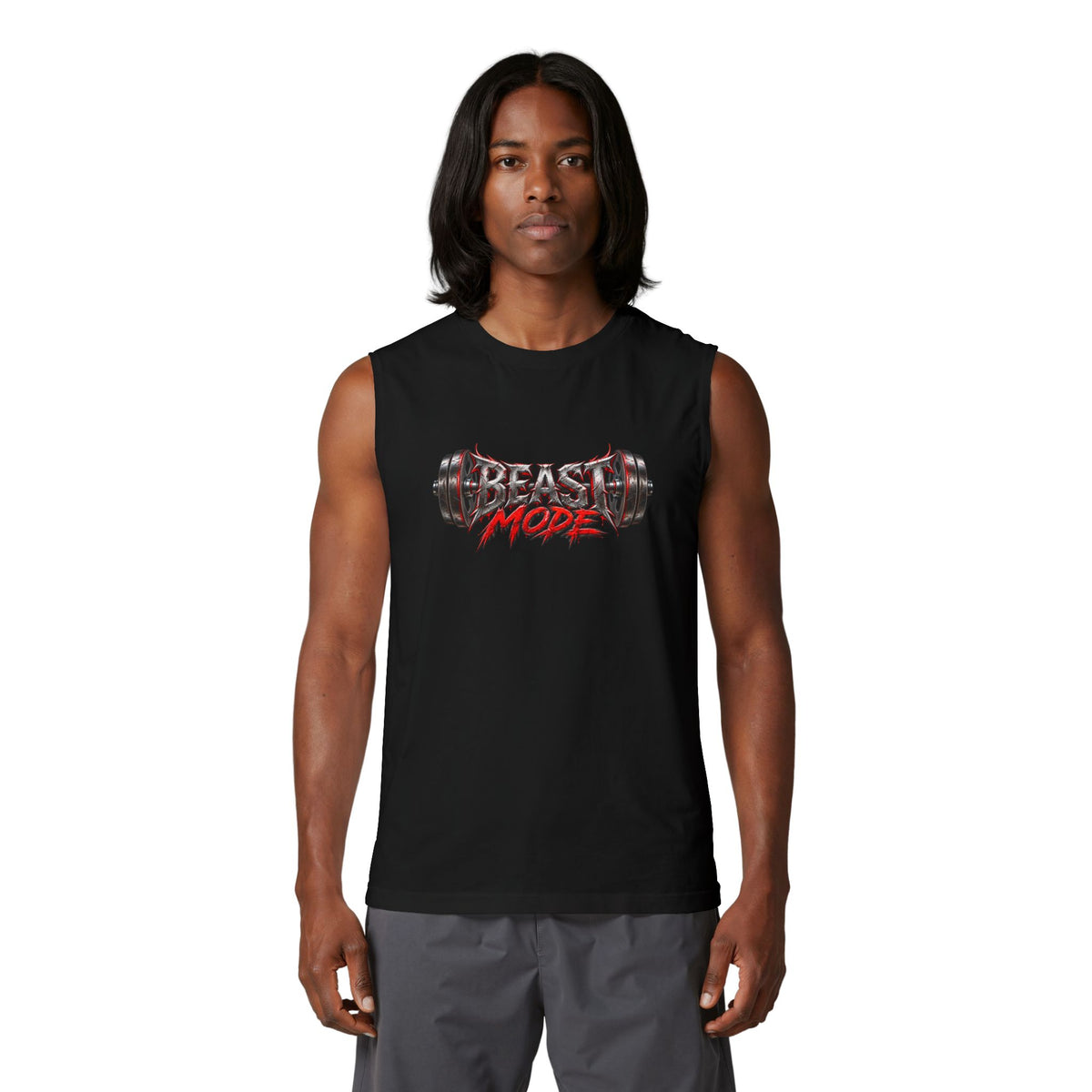 Muscle Tank — "Beast Mode" Barbell Gym Workout Top