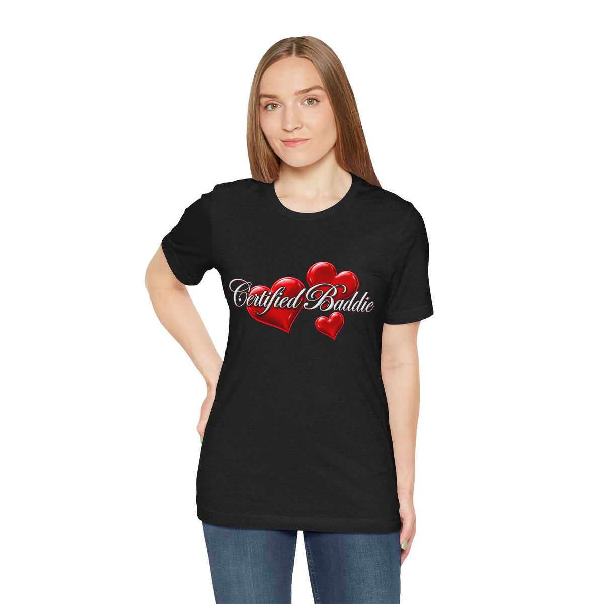 "Certified Baddie" Red Hearts Graphic Tee