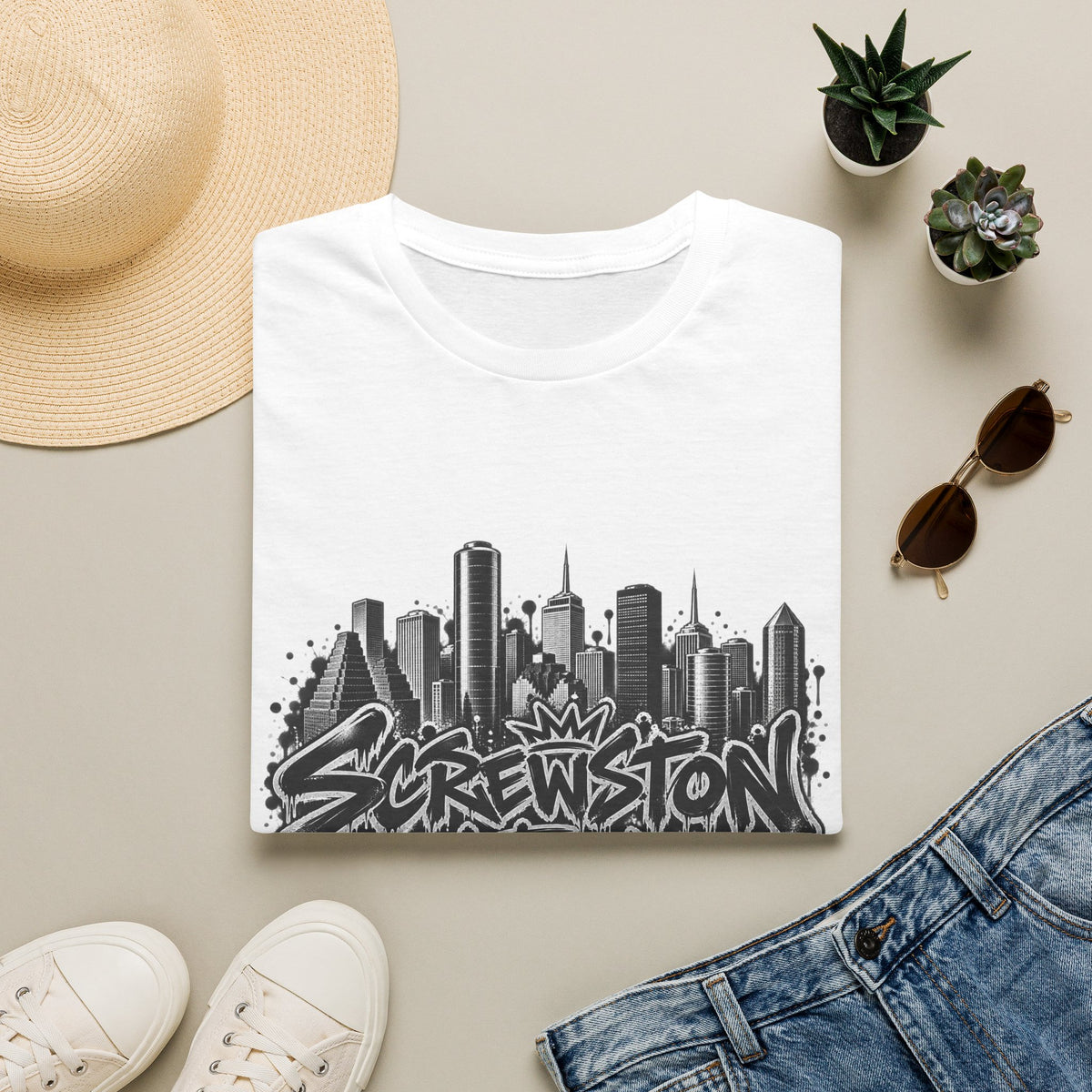 Screwston City  H-Town Skyline Graphic Tee