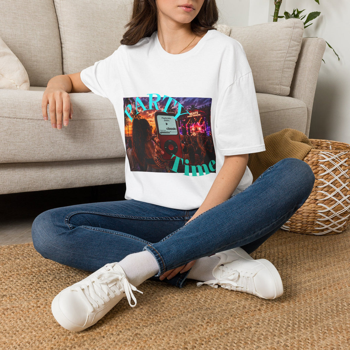 Party Time T-Shirt — Retro Concert Sunset Graphic with 'PARTY' & 'Vibes'