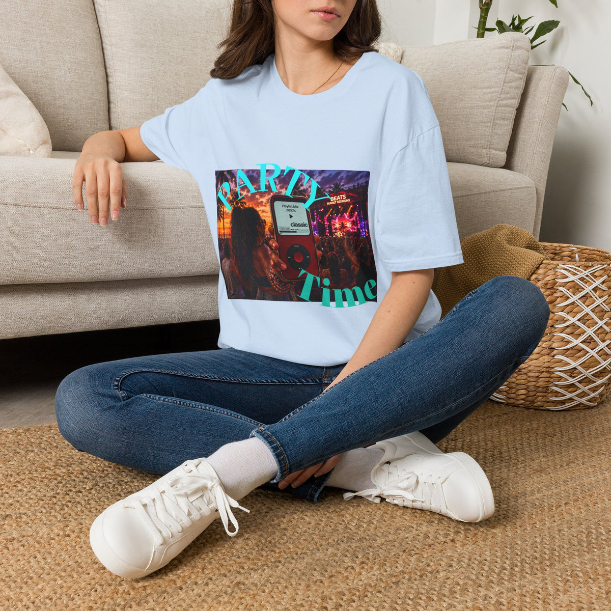 Party Time T-Shirt — Retro Concert Sunset Graphic with 'PARTY' & 'Vibes'