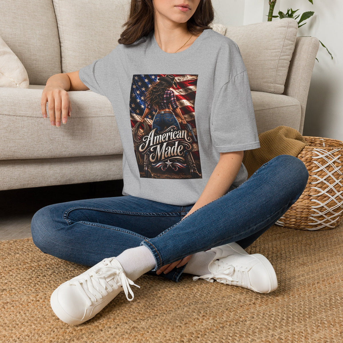American Made Tee — Patriotic Cowgirl Flag T-Shirt