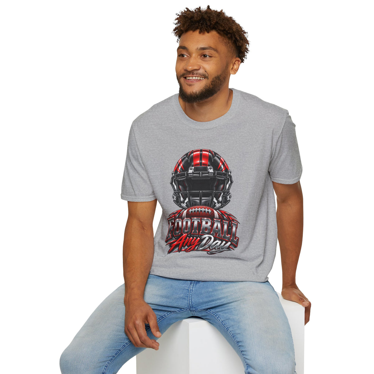 Football Any Day T-Shirt — Helmet Graphic Tee for Football Fans