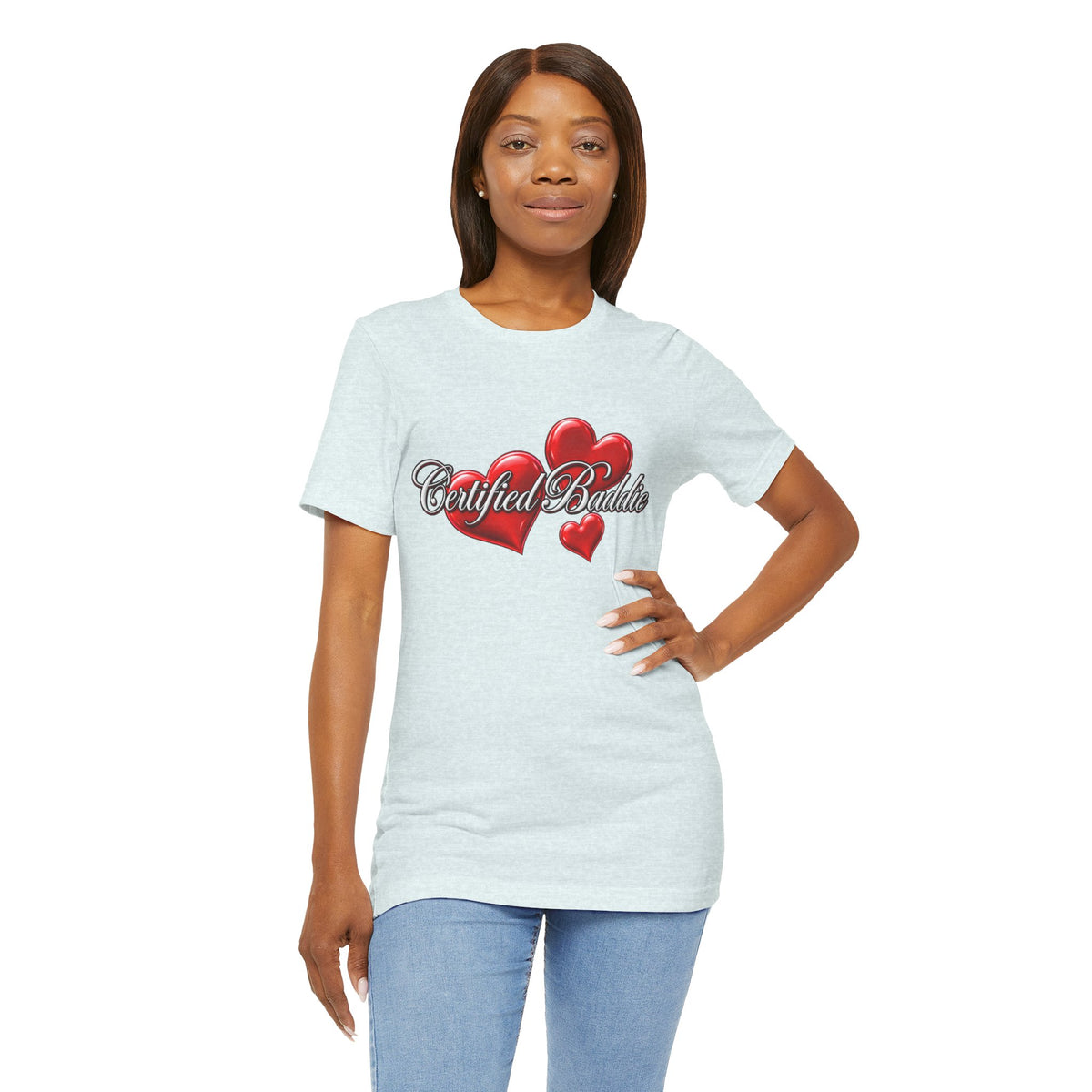 "Certified Baddie" Red Hearts Graphic Tee