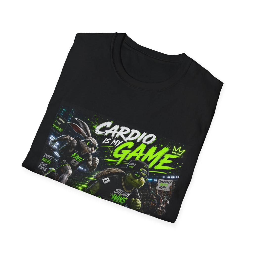 Cardio Is My Game T-Shirt — Neon Fitness Gamer Tee