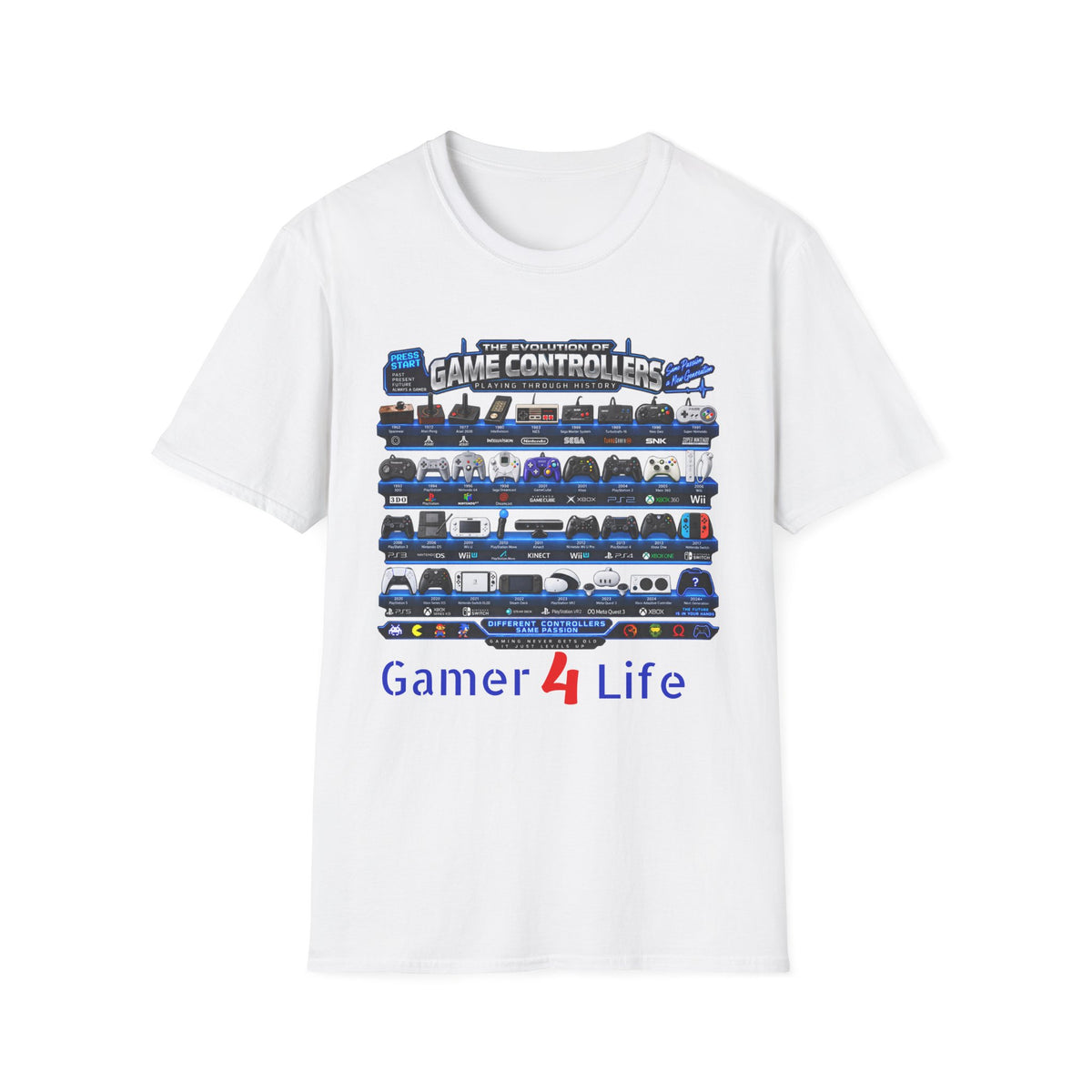 'Gamer 4 Life' Graphic Tee - Game Controllers Evolution