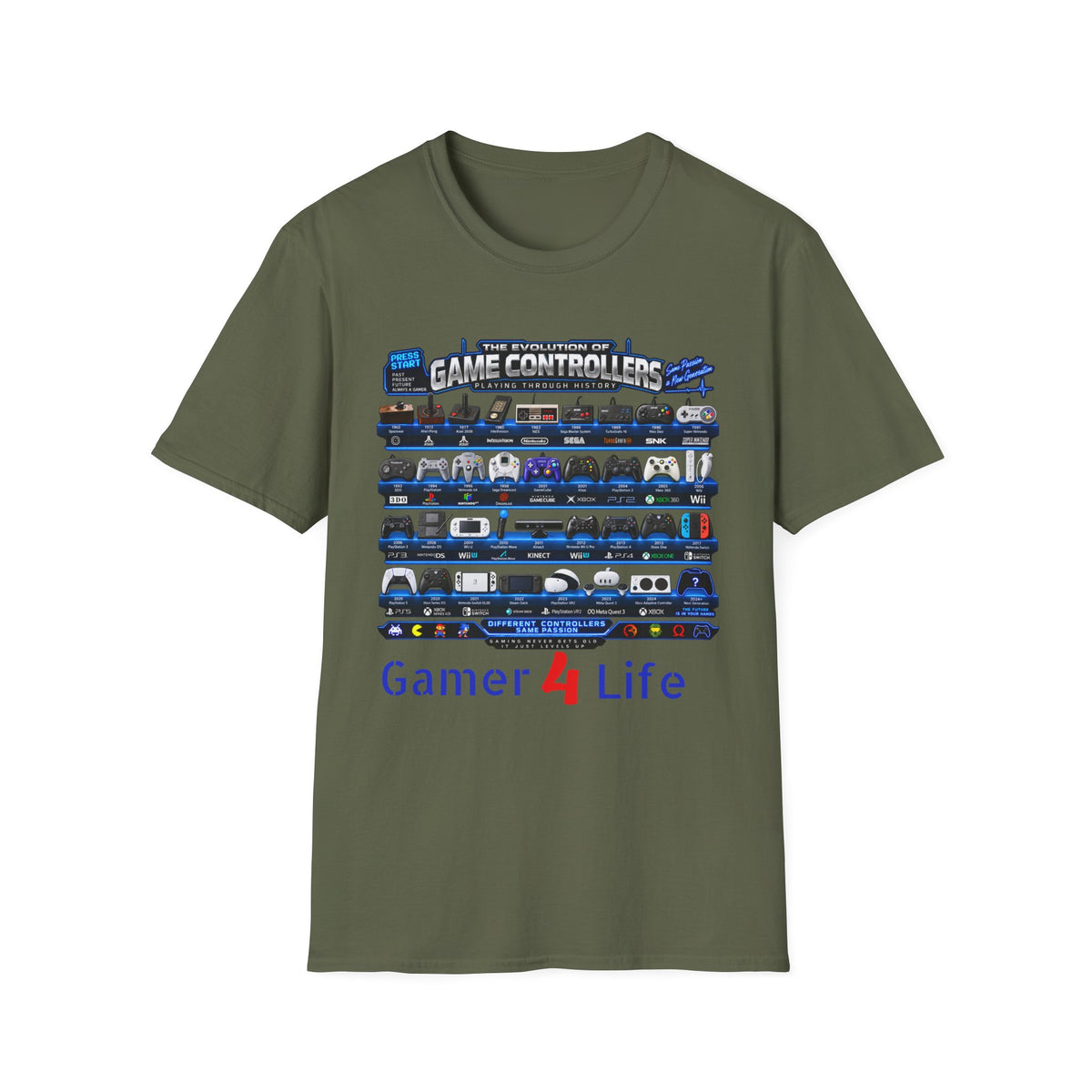 'Gamer 4 Life' Graphic Tee - Game Controllers Evolution