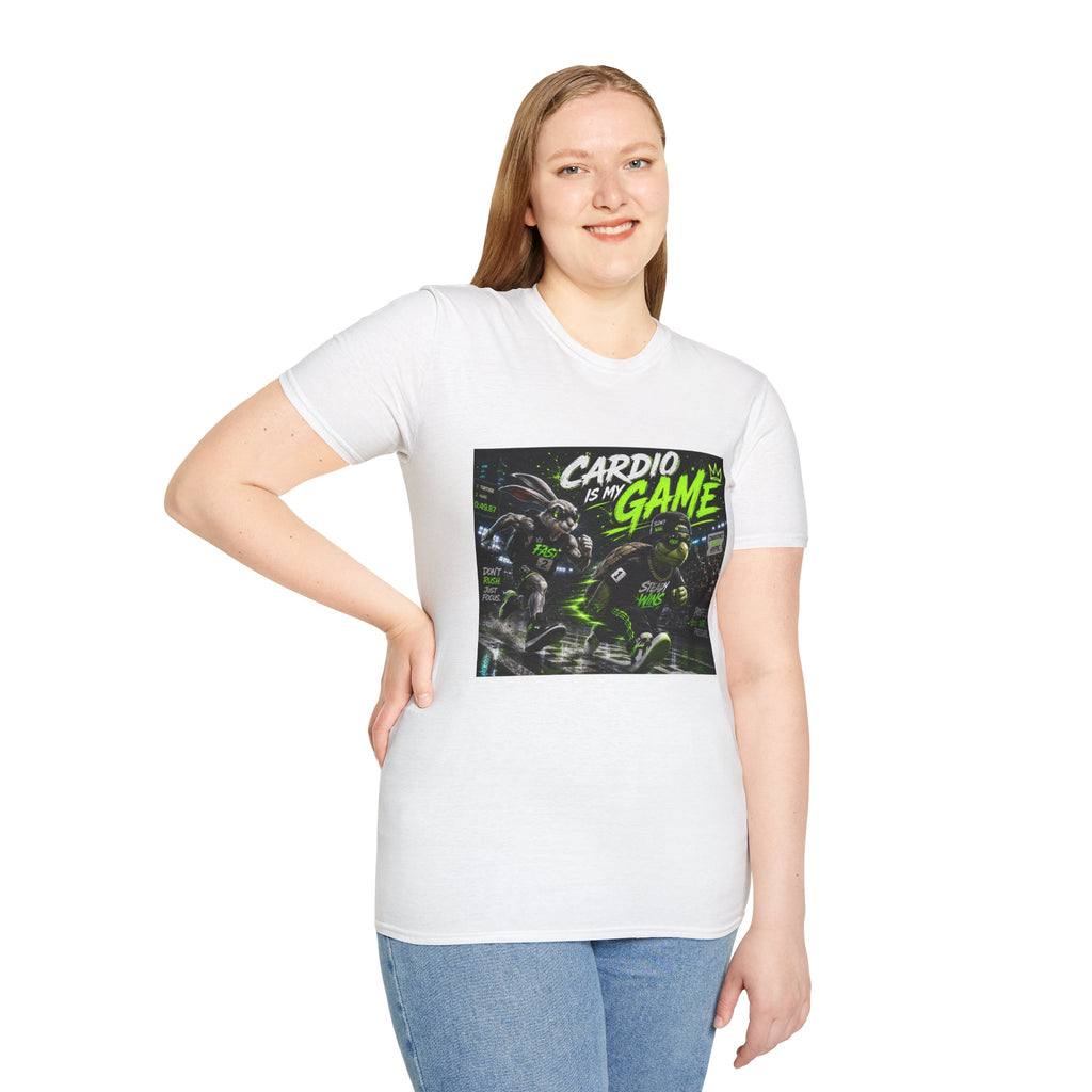 Cardio Is My Game T-Shirt — Neon Fitness Gamer Tee