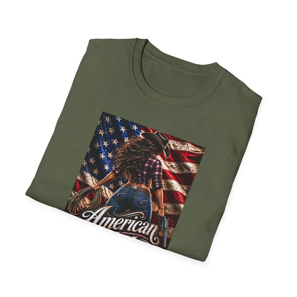 American Made Tee — Patriotic Cowgirl Flag T-Shirt