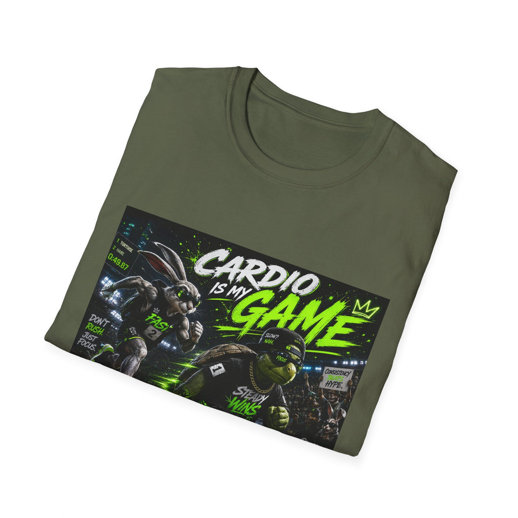 Cardio Is My Game T-Shirt — Neon Fitness Gamer Tee