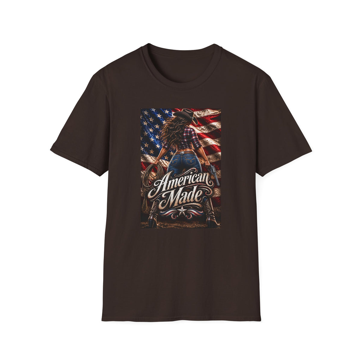 American Made Tee — Patriotic Cowgirl Flag T-Shirt
