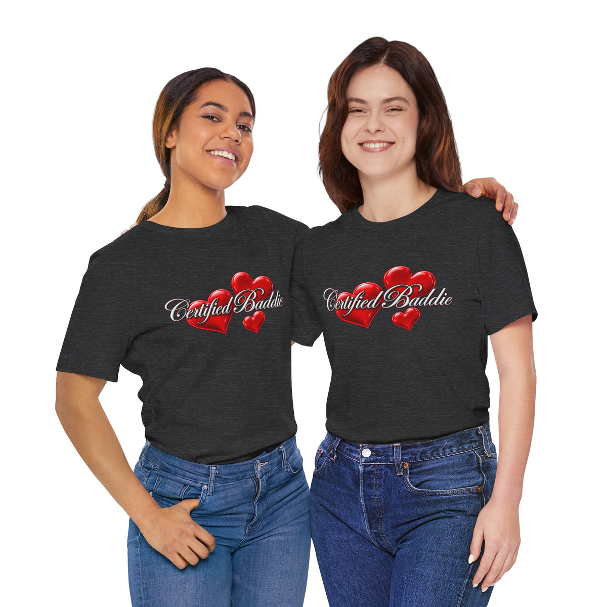 "Certified Baddie" Red Hearts Graphic Tee