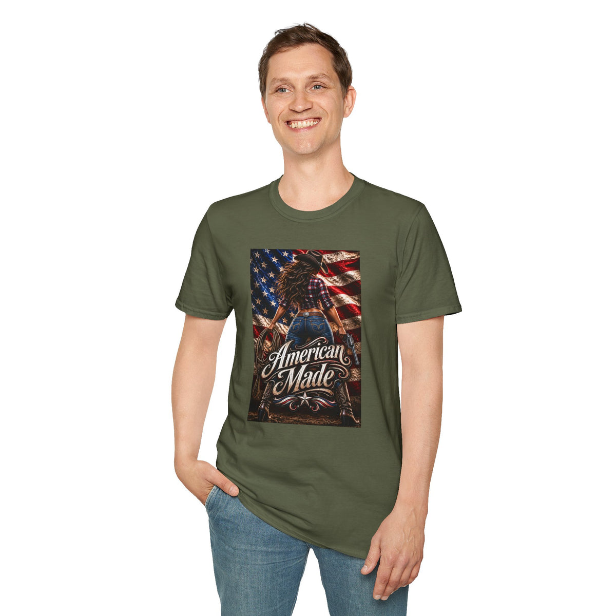 American Made Tee — Patriotic Cowgirl Flag T-Shirt