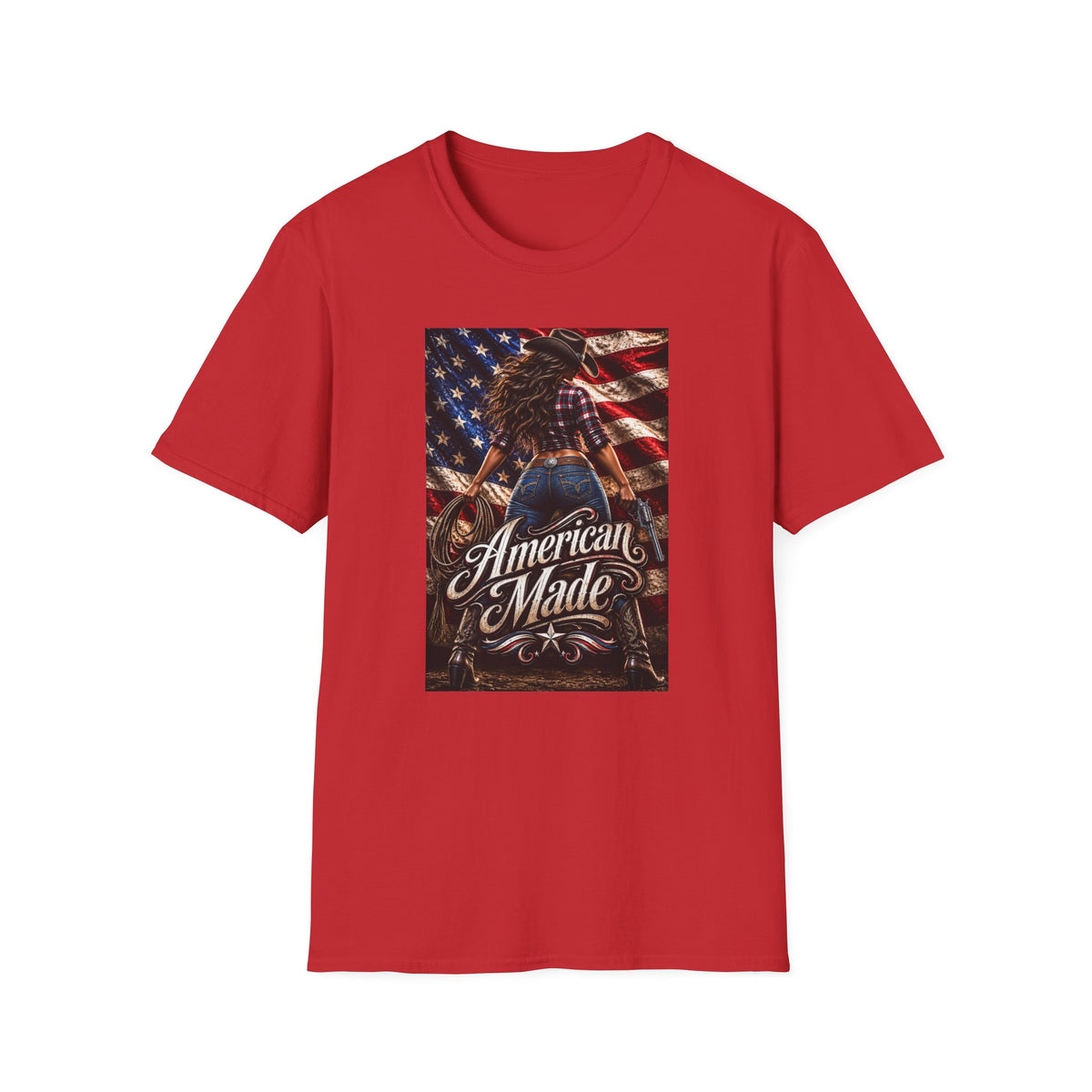 American Made Tee — Patriotic Cowgirl Flag T-Shirt