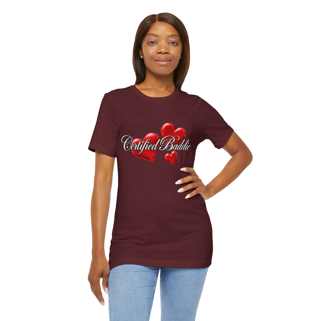 "Certified Baddie" Red Hearts Graphic Tee