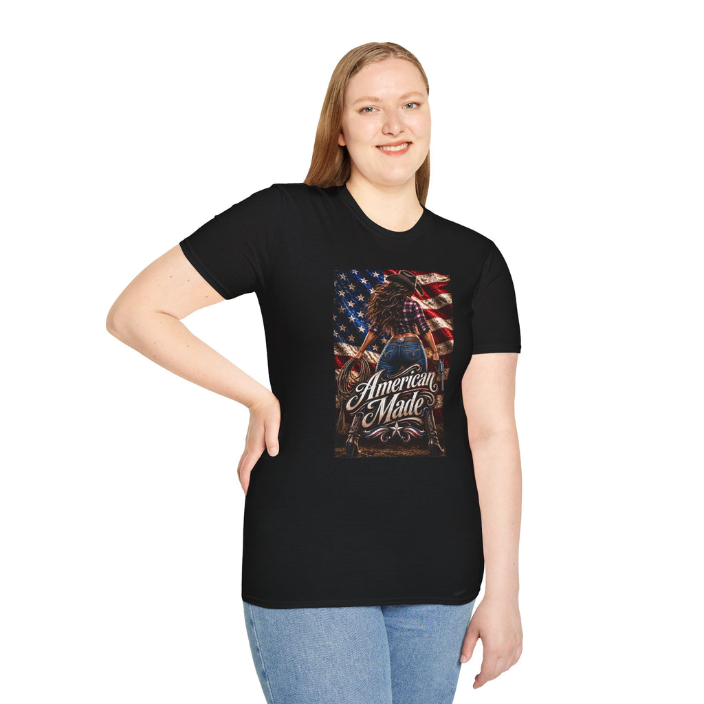 American Made Tee — Patriotic Cowgirl Flag T-Shirt