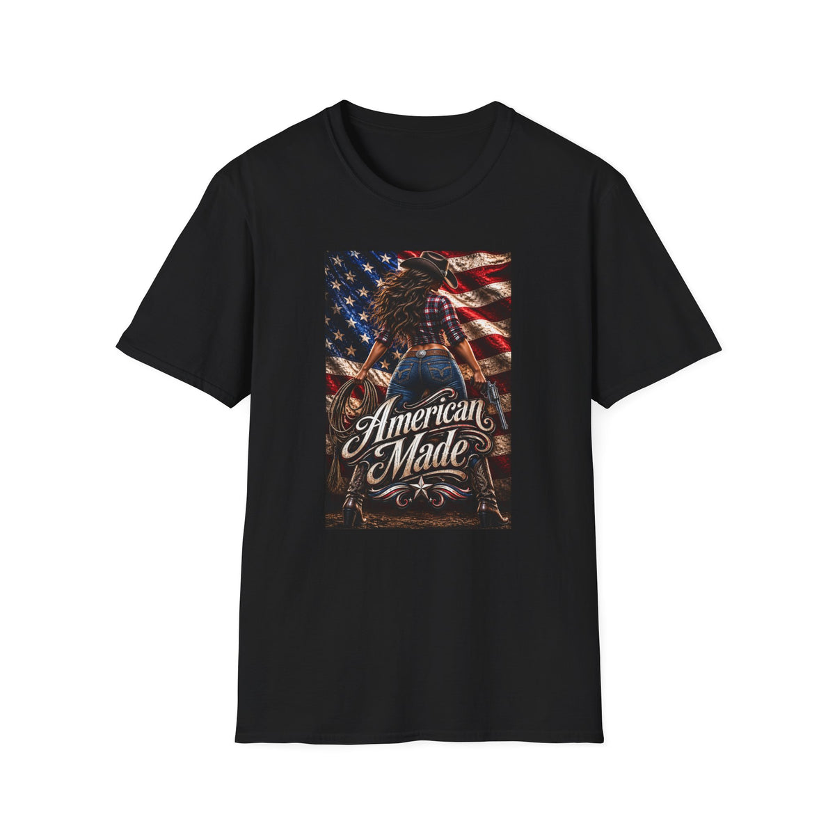 American Made Tee — Patriotic Cowgirl Flag T-Shirt