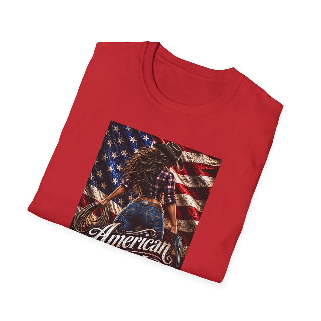 American Made Tee — Patriotic Cowgirl Flag T-Shirt