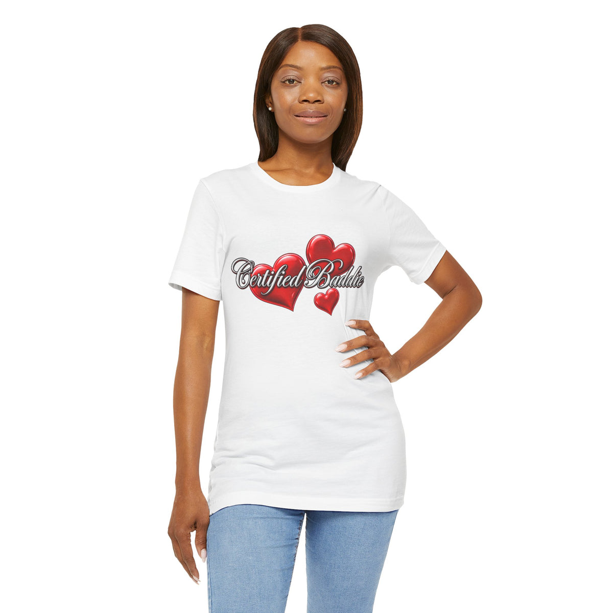 "Certified Baddie" Red Hearts Graphic Tee
