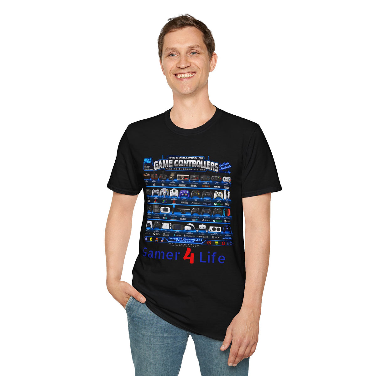 'Gamer 4 Life' Graphic Tee - Game Controllers Evolution