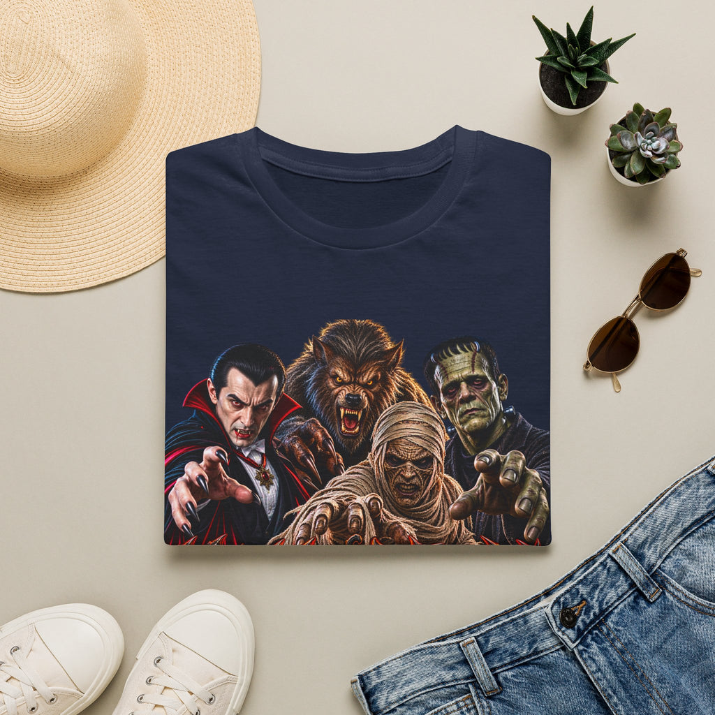Halloween Classic Monsters T‑Shirt — Dracula, Werewolf, Mummy & Frankenstein Tee