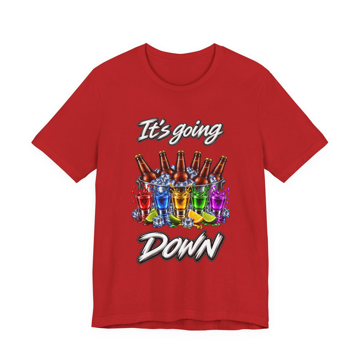 It's Going Down Party T-Shirt — Colorful Bottles and Shots