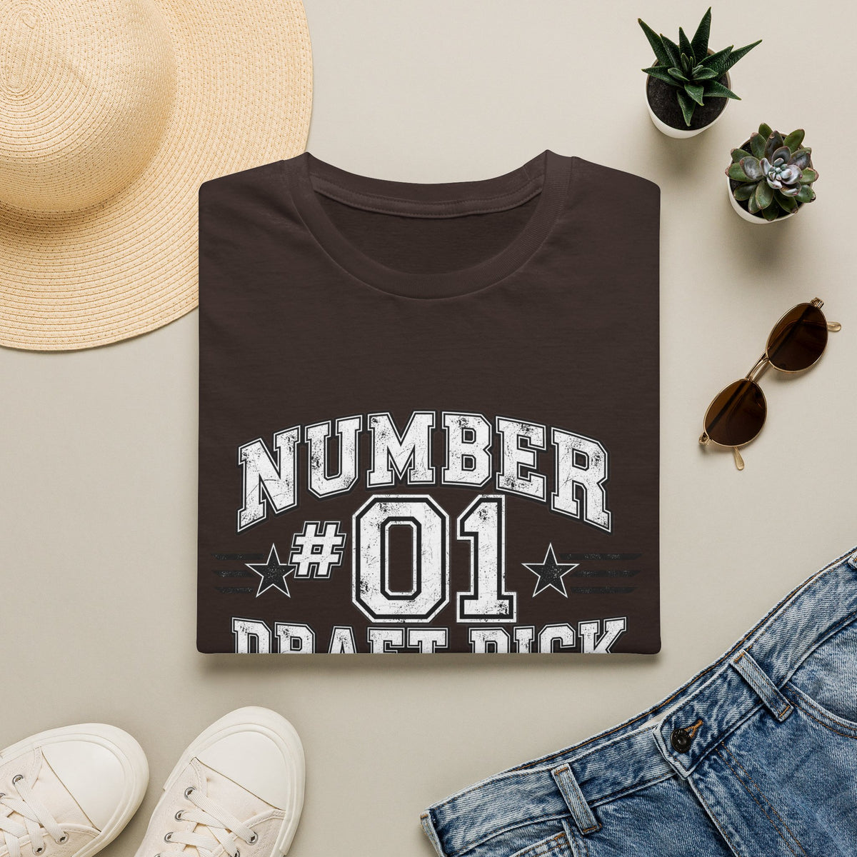 Number #01 Draft Pick T‑Shirt — Retro Sports Jersey Graphic